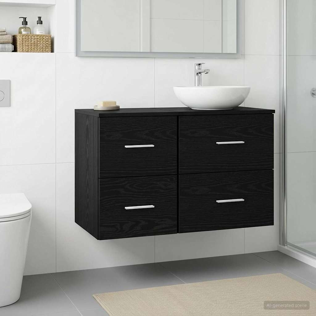 vidaXL Bathroom Cabinet In-between Black Oak 30 x 41 x 50 cm