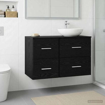 vidaXL Bathroom Cabinet In-between Black Oak 30 x 41 x 50 cm