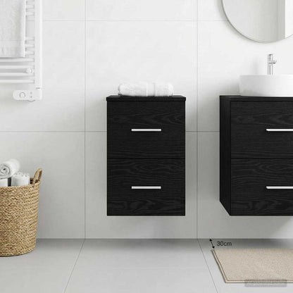 vidaXL Bathroom Cabinet In-between Black Oak 30 x 44.5 x 50 cm