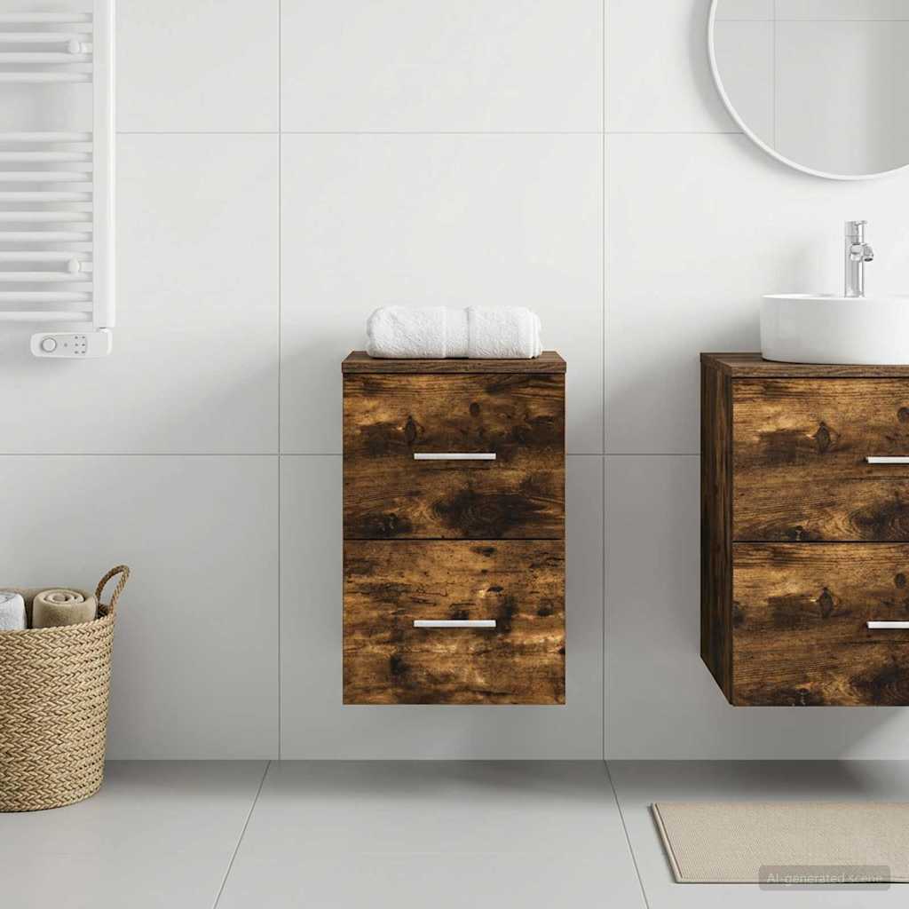vidaXL Bathroom Cabinet In-between Smoked Oak 30 x 44.5 x 50 cm