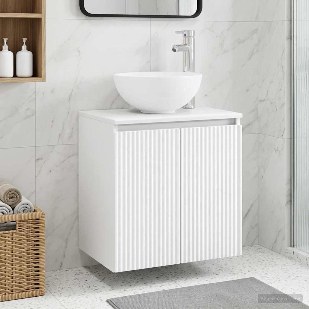 vidaXL Wall-Mounted Sink Vanity White 49.5 x 35 x 63 cm
