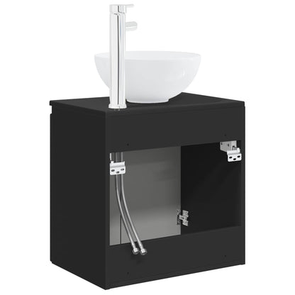 vidaXL Wall-Mounted Sink Vanity Black 49.5 x 35 x 63 cm