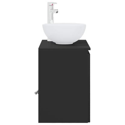 vidaXL Wall-Mounted Sink Vanity Black 49.5 x 35 x 63 cm