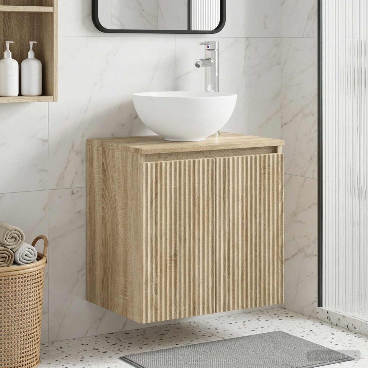 vidaXL Wall-Mounted Sink Vanity Sonoma Oak 49.5 x 35 x 63 cm