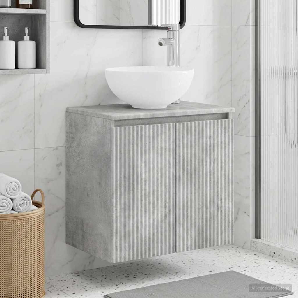 vidaXL Wall-Mounted Sink Vanity Concrete Grey 49.5 x 35 x 63 cm