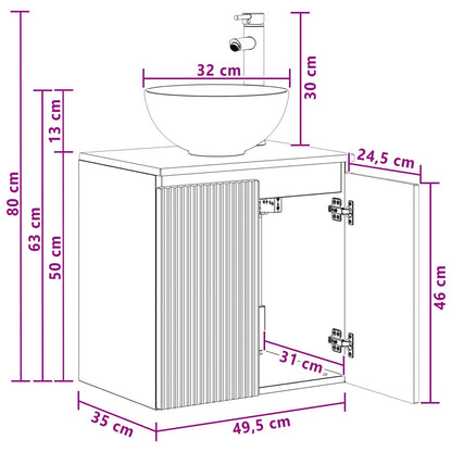 vidaXL Wall-Mounted Sink Vanity Concrete Grey 49.5 x 35 x 63 cm
