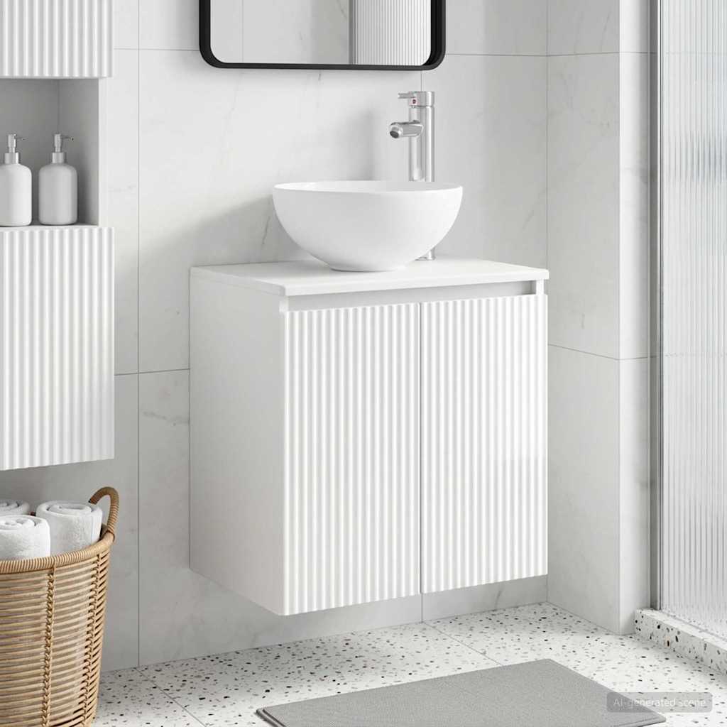 vidaXL Wall-Mounted Sink Vanity High Gloss White 49.5 x 35 x 63 cm
