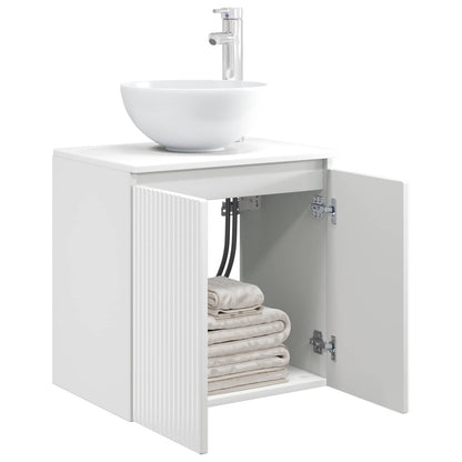 vidaXL Wall-Mounted Sink Vanity High Gloss White 49.5 x 35 x 63 cm