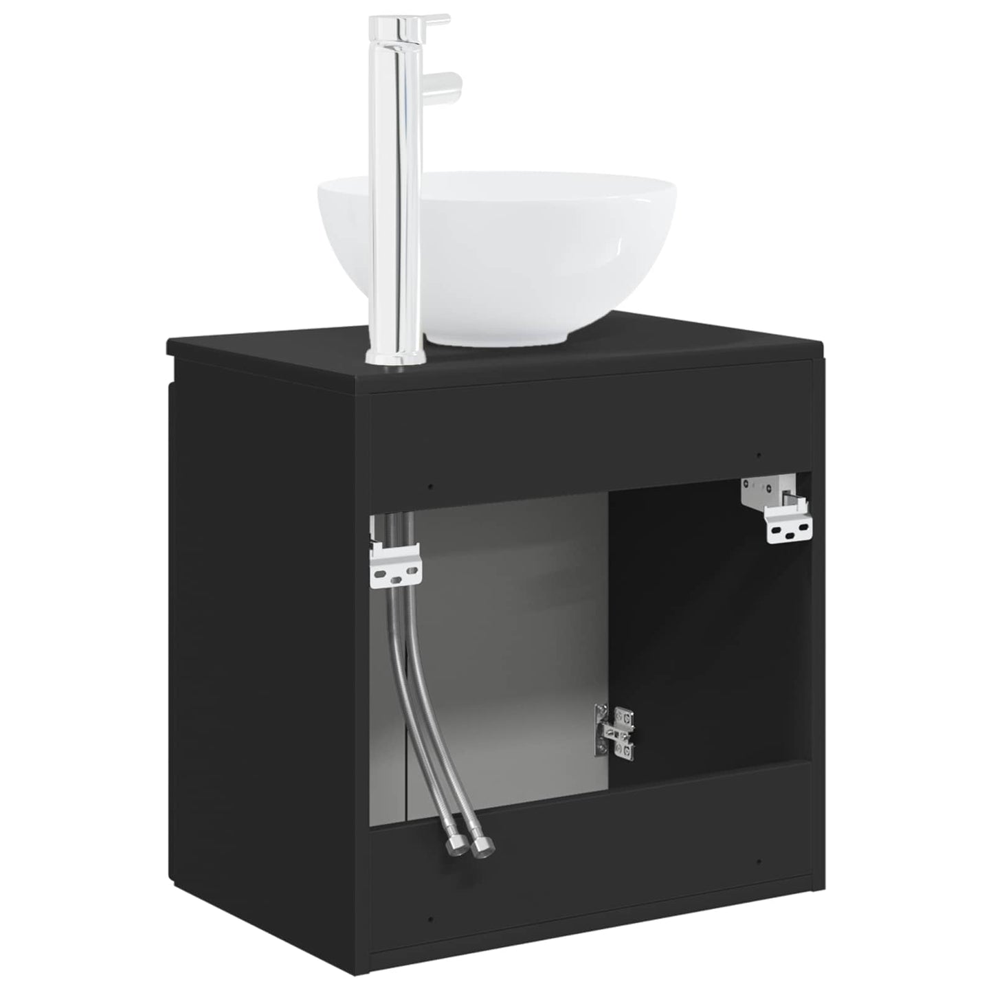 vidaXL Wall-Mounted Sink Vanity Black 49.5 x 41 x 64.5 cm