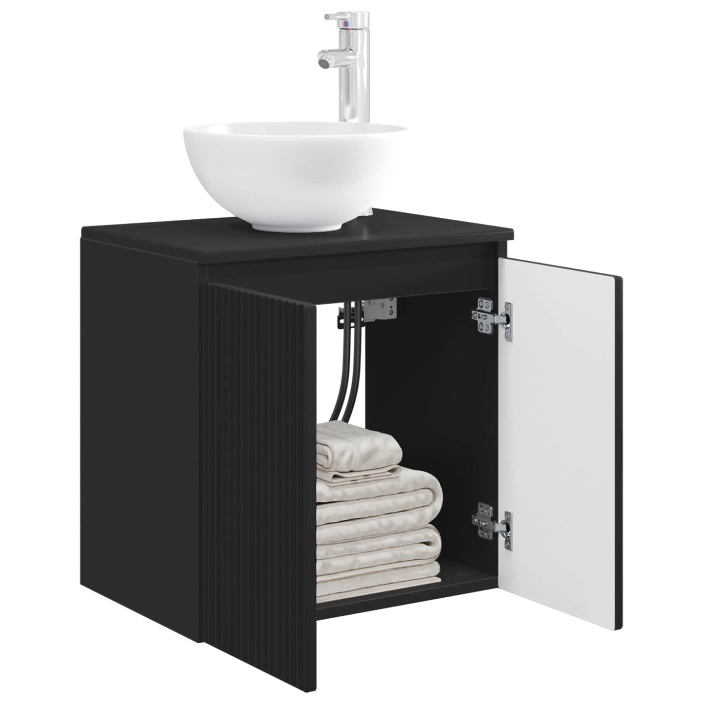 vidaXL Wall-Mounted Sink Vanity Black 49.5 x 41 x 64.5 cm