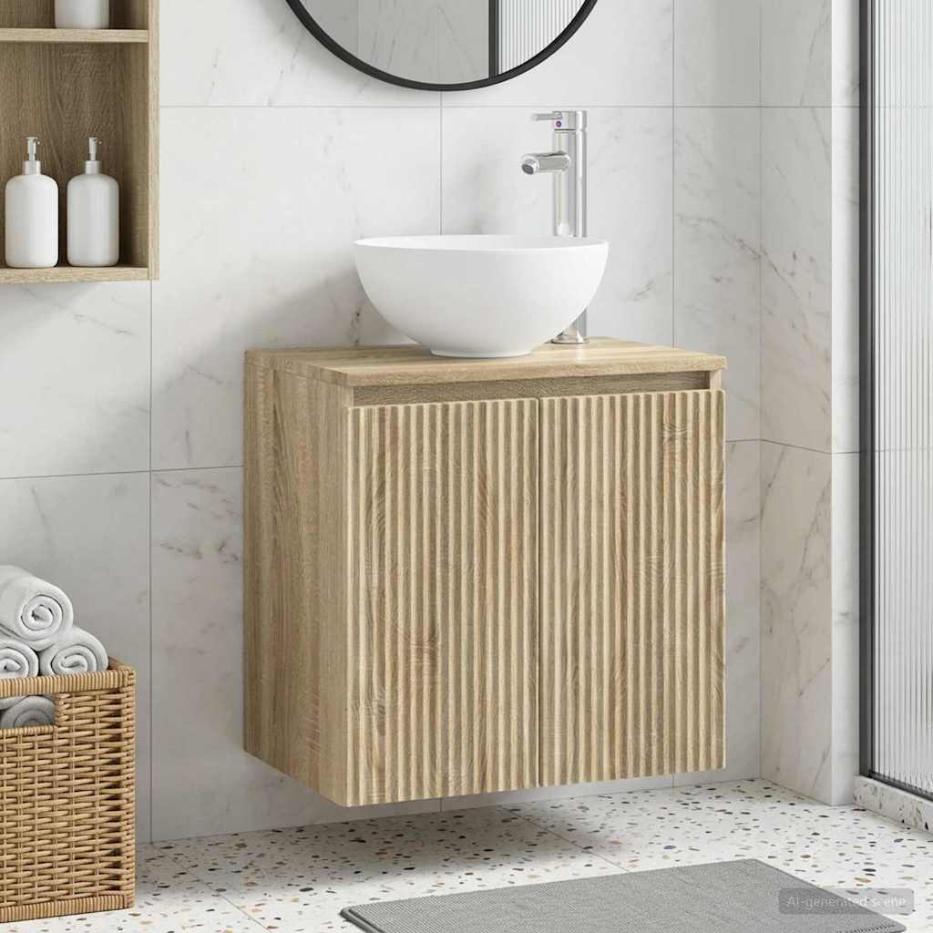 vidaXL Wall-Mounted Sink Vanity Sonoma Oak 49.5 x 41 x 64.5 cm