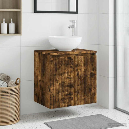 vidaXL Wall-Mounted Sink Vanity Smoked Oak 49.5 x 41 x 64.5 cm