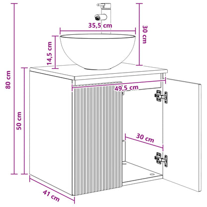 vidaXL Wall-Mounted Sink Vanity Smoked Oak 49.5 x 41 x 64.5 cm