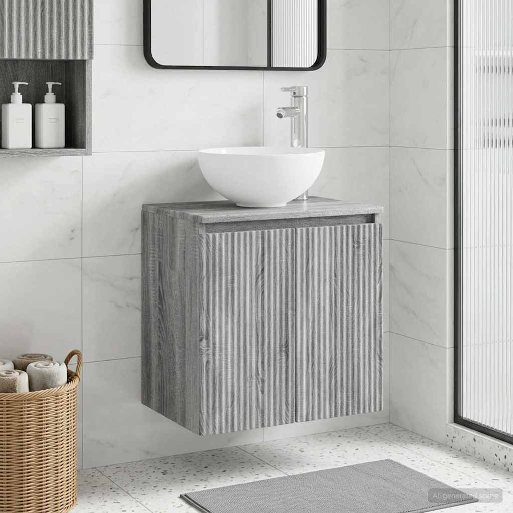 vidaXL Wall-Mounted Sink Vanity Grey Sonoma 49.5 x 41 x 64.5 cm