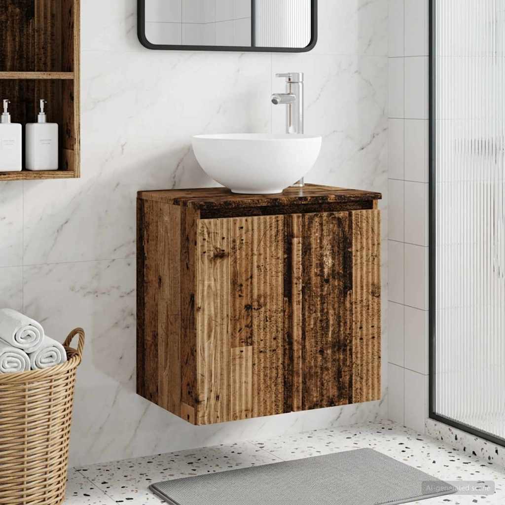 vidaXL Wall-Mounted Sink Vanity Old Wood 49.5 x 41 x 64.5 cm