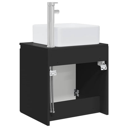 vidaXL Wall-Mounted Sink Vanity Black 49.5 x 41 x 63 cm