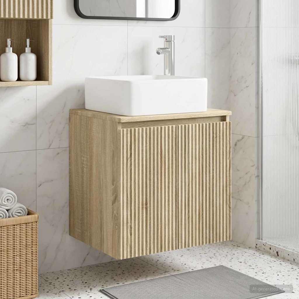 vidaXL Wall-Mounted Sink Vanity Sonoma Oak 49.5 x 41 x 63 cm