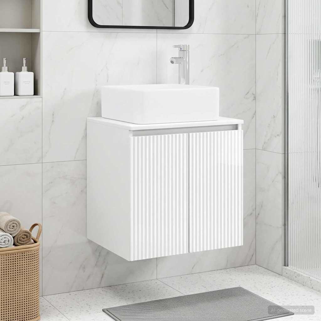 vidaXL Wall-Mounted Sink Vanity High Gloss White 49.5 x 41 x 63 cm