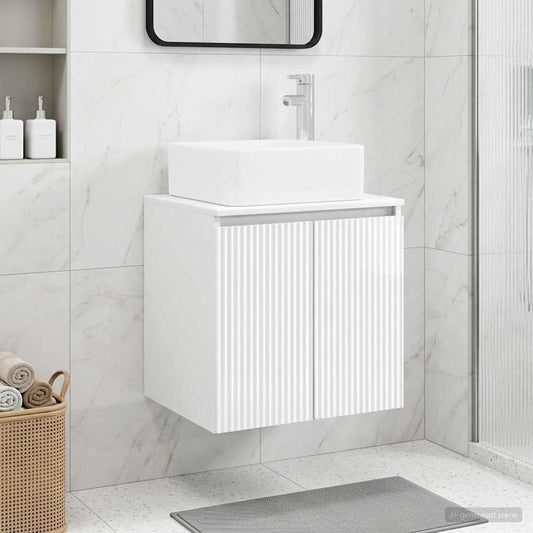 vidaXL Wall-Mounted Sink Vanity High Gloss White 49.5 x 41 x 63 cm