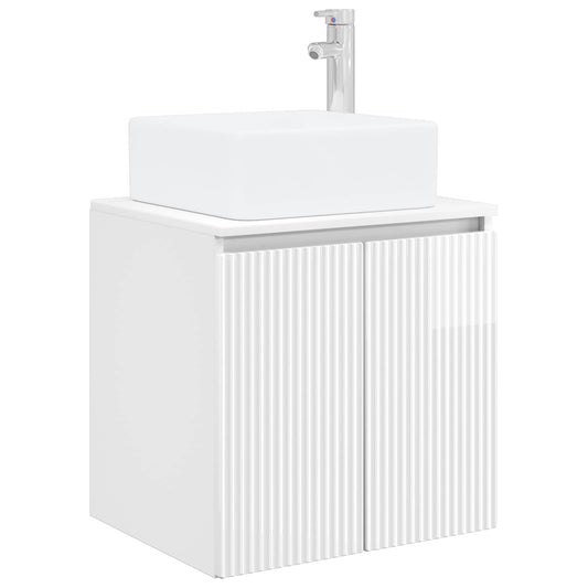 vidaXL Wall-Mounted Sink Vanity High Gloss White 49.5 x 41 x 63 cm