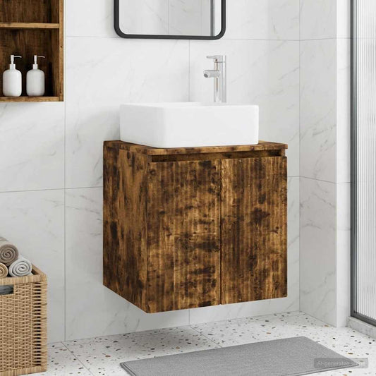 vidaXL Wall-Mounted Sink Vanity Smoked Oak 49.5 x 41 x 63 cm