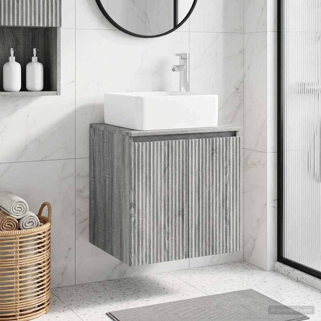 vidaXL Wall-Mounted Sink Vanity Grey Sonoma 49.5 x 41 x 63 cm