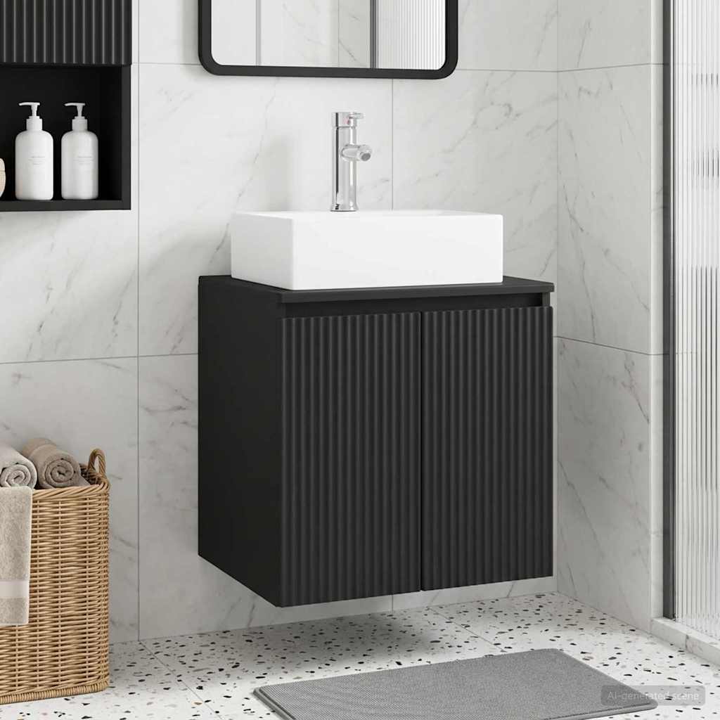 vidaXL Wall-Mounted Sink Vanity Black 49.5 x 41 x 62.5 cm