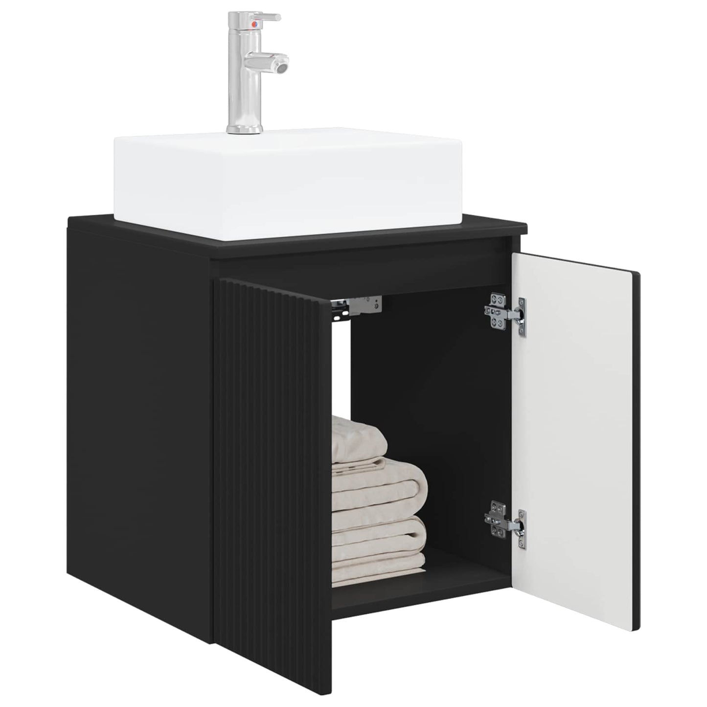 vidaXL Wall-Mounted Sink Vanity Black 49.5 x 41 x 62.5 cm