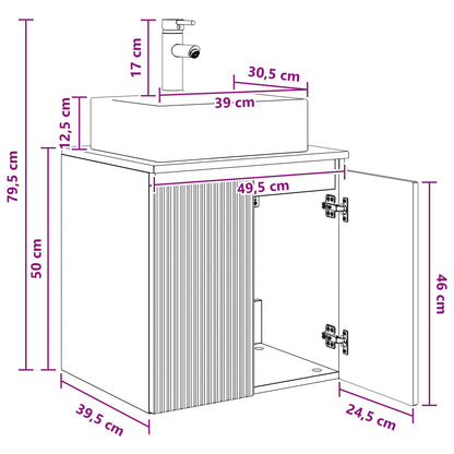 vidaXL Wall-Mounted Sink Vanity Black 49.5 x 41 x 62.5 cm