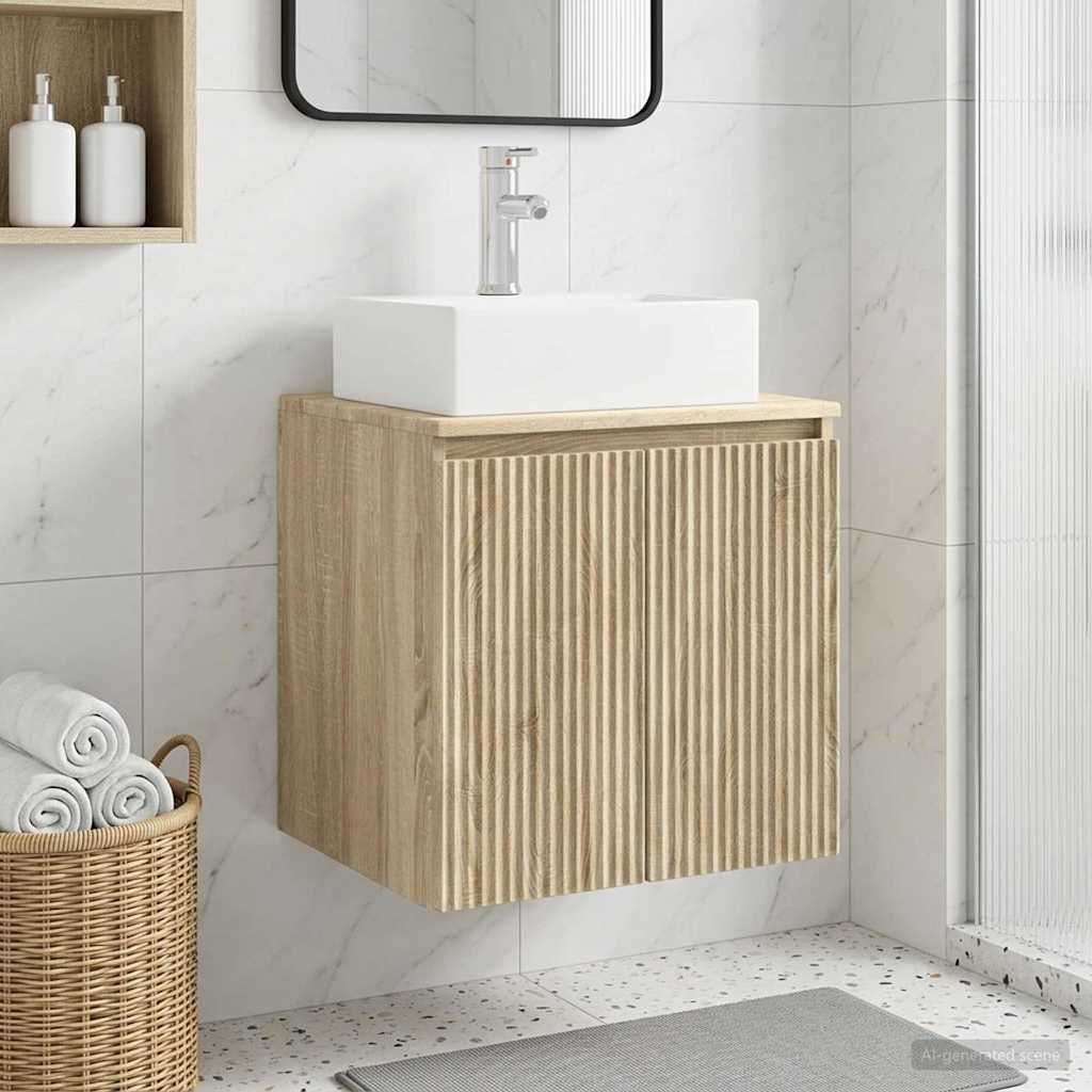 vidaXL Wall-Mounted Sink Vanity Sonoma Oak 49.5 x 41 x 62.5 cm