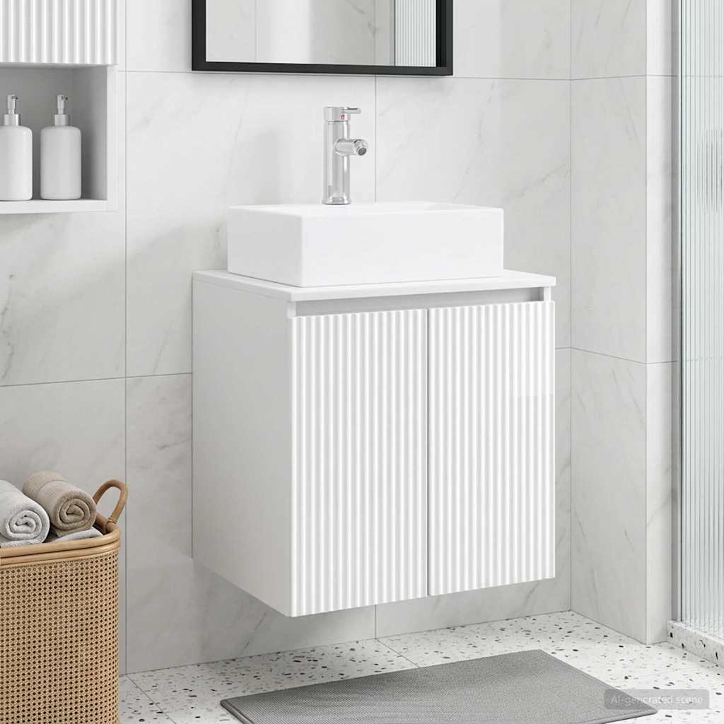 vidaXL Wall-Mounted Sink Vanity High Gloss White 49.5 x 41 x 62.5 cm