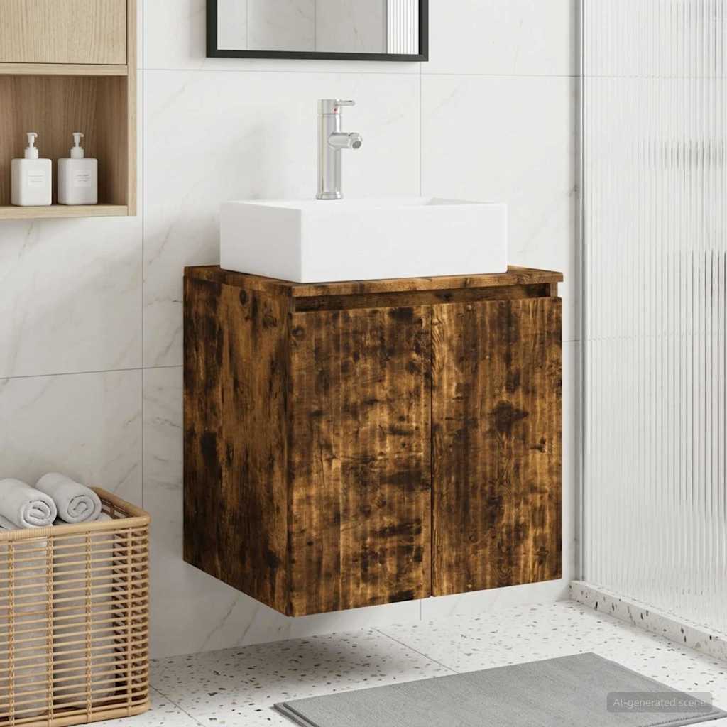 vidaXL Wall-Mounted Sink Vanity Smoked Oak 49.5 x 41 x 62.5 cm
