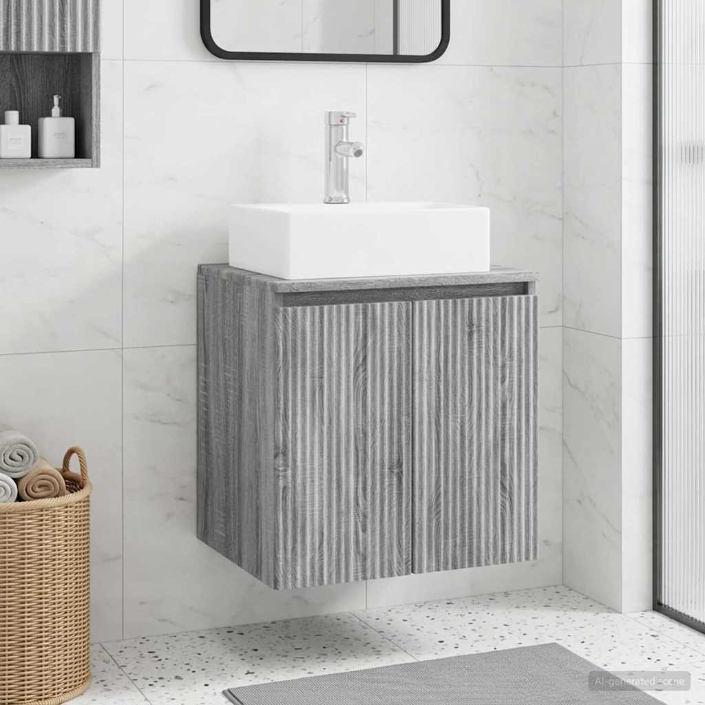 vidaXL Wall-Mounted Sink Vanity Grey Sonoma 49.5 x 41 x 62.5 cm