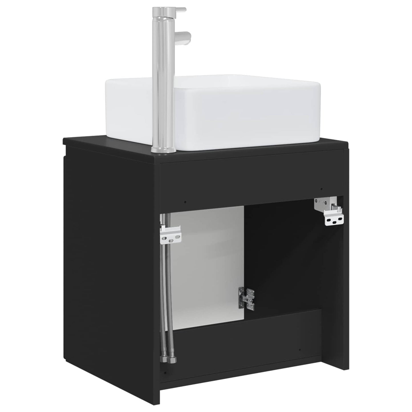 vidaXL Wall-Mounted Sink Vanity Black 53 x 35 x 63 cm Engineered Wood