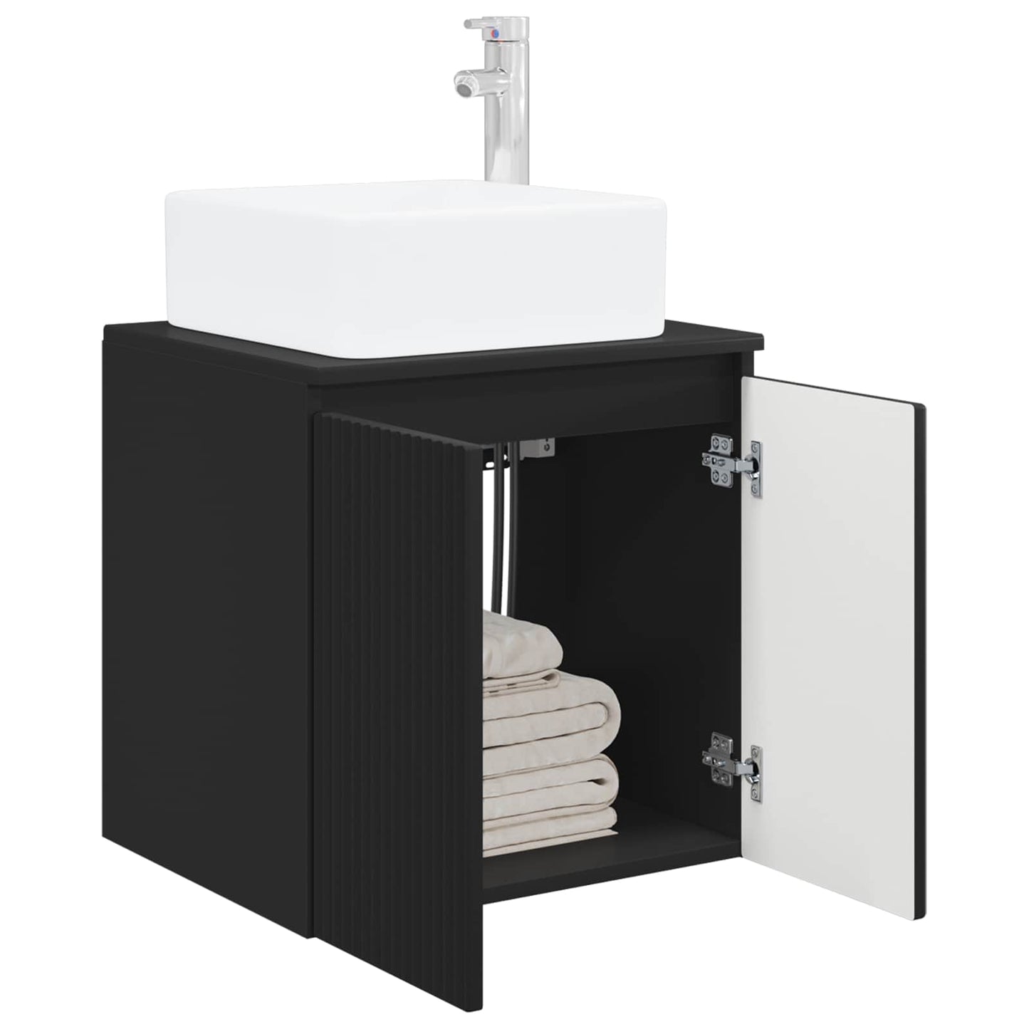 vidaXL Wall-Mounted Sink Vanity Black 53 x 35 x 63 cm Engineered Wood