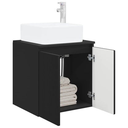 vidaXL Wall-Mounted Sink Vanity Black 53 x 35 x 63 cm Engineered Wood