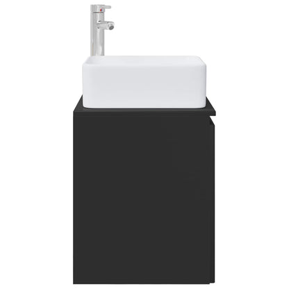 vidaXL Wall-Mounted Sink Vanity Black 53 x 35 x 63 cm Engineered Wood
