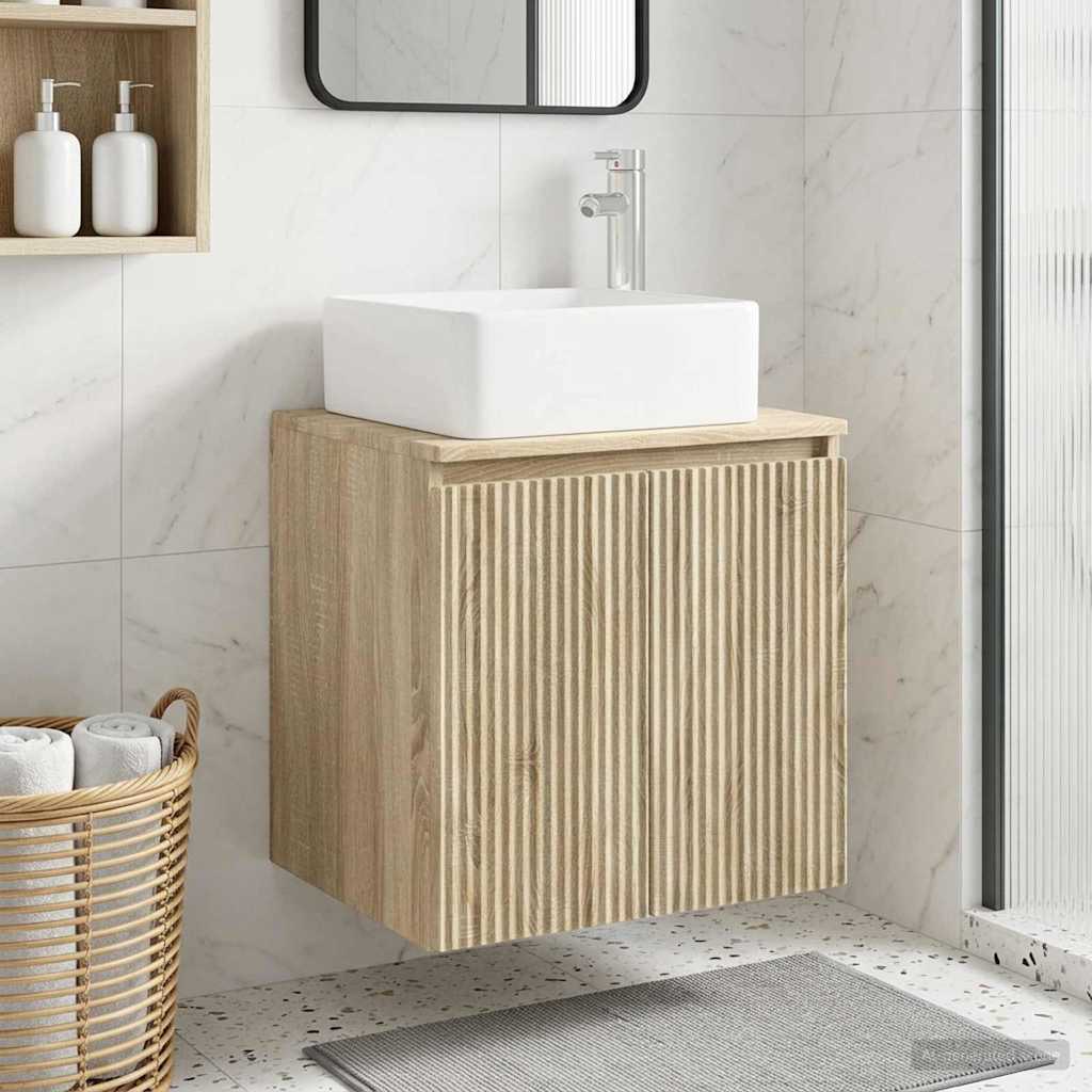 vidaXL Wall-Mounted Sink Vanity Sonoma Oak 53 x 35 x 63 cm