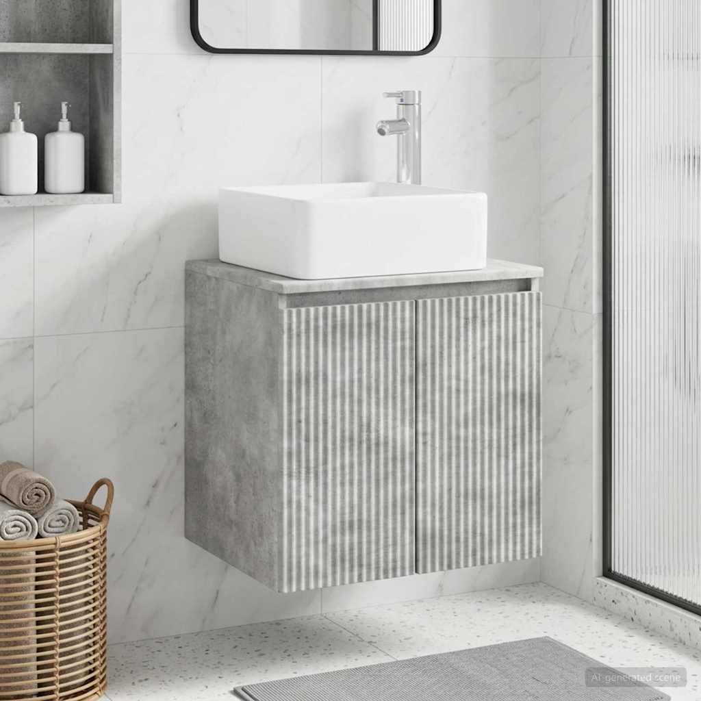 vidaXL Wall-Mounted Sink Vanity Concrete Grey 53 x 35 x 63 cm