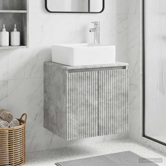vidaXL Wall-Mounted Sink Vanity Concrete Grey 53 x 35 x 63 cm