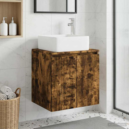 vidaXL Wall-Mounted Sink Vanity Smoked Oak 53 x 35 x 63 cm