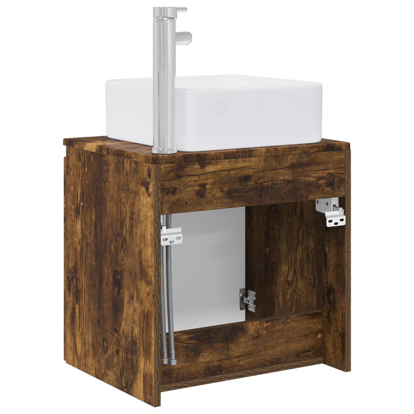 vidaXL Wall-Mounted Sink Vanity Smoked Oak 53 x 35 x 63 cm