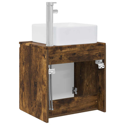 vidaXL Wall-Mounted Sink Vanity Smoked Oak 53 x 35 x 63 cm