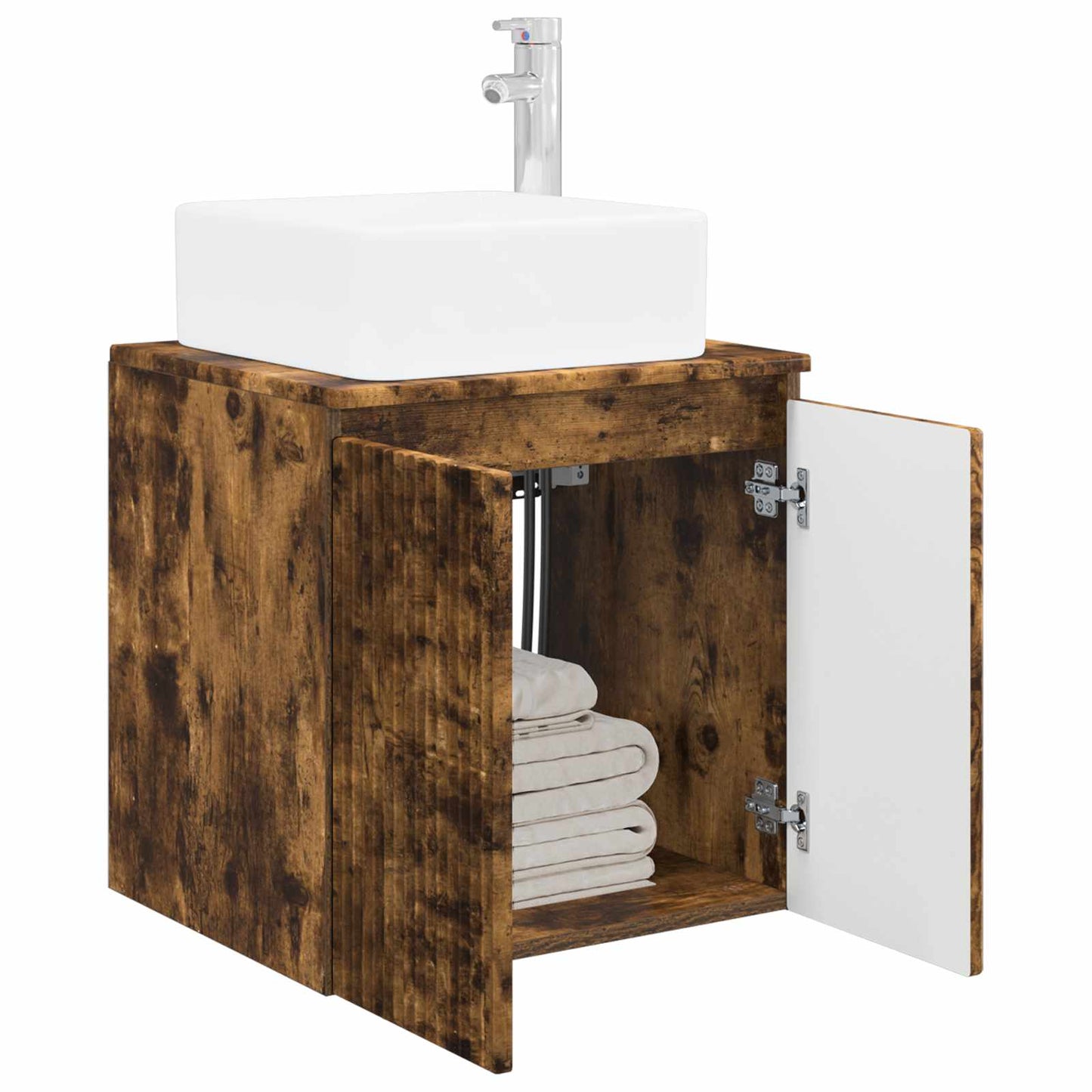 vidaXL Wall-Mounted Sink Vanity Smoked Oak 53 x 35 x 63 cm