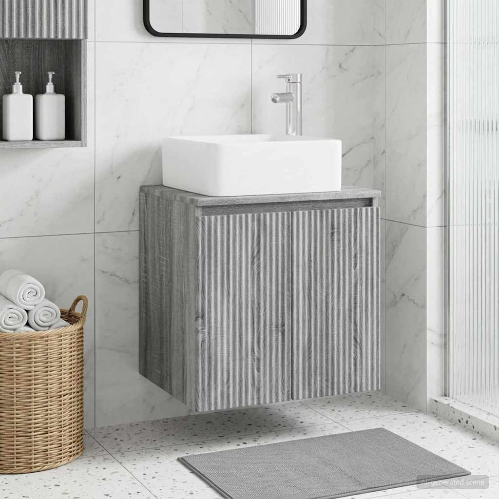 vidaXL Wall-Mounted Sink Vanity Grey Sonoma 53 x 35 x 63 cm