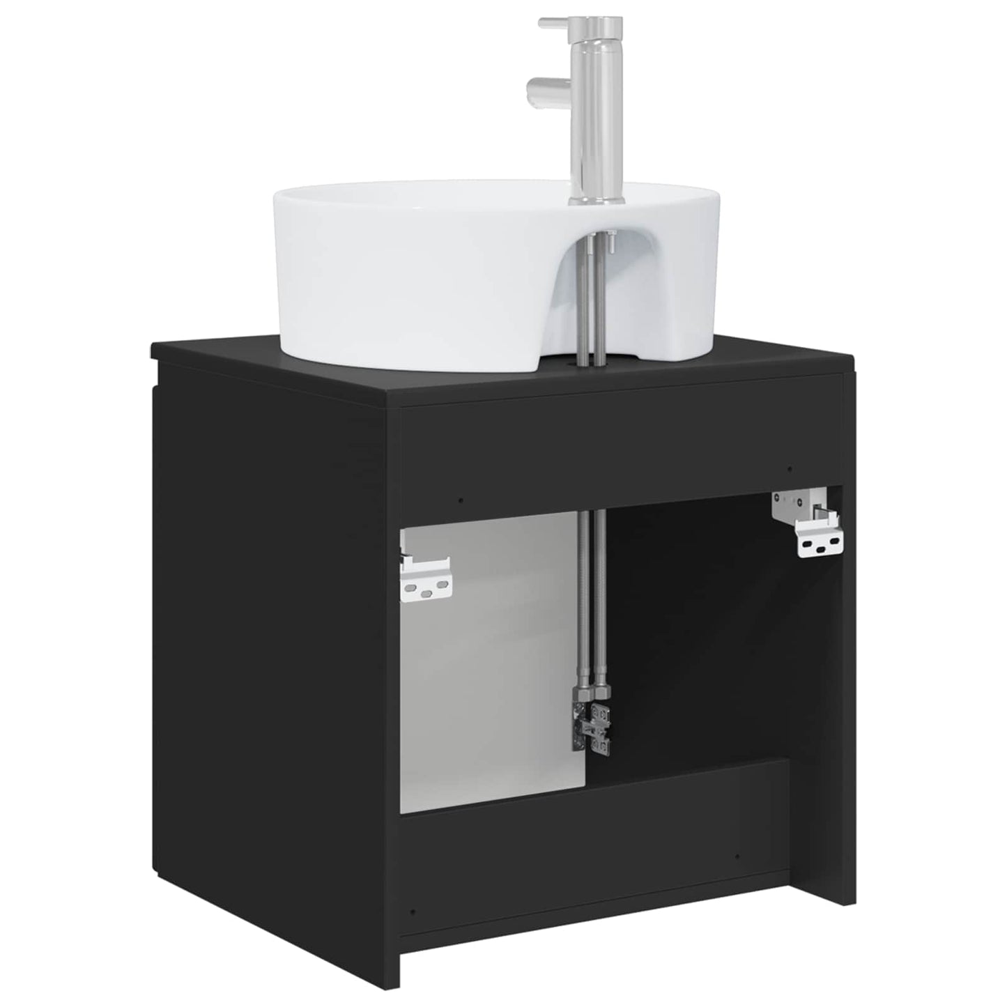 vidaXL Wall-Mounted Sink Vanity Black 49.5 x 44.5 x 65 cm