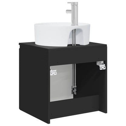 vidaXL Wall-Mounted Sink Vanity Black 49.5 x 44.5 x 65 cm