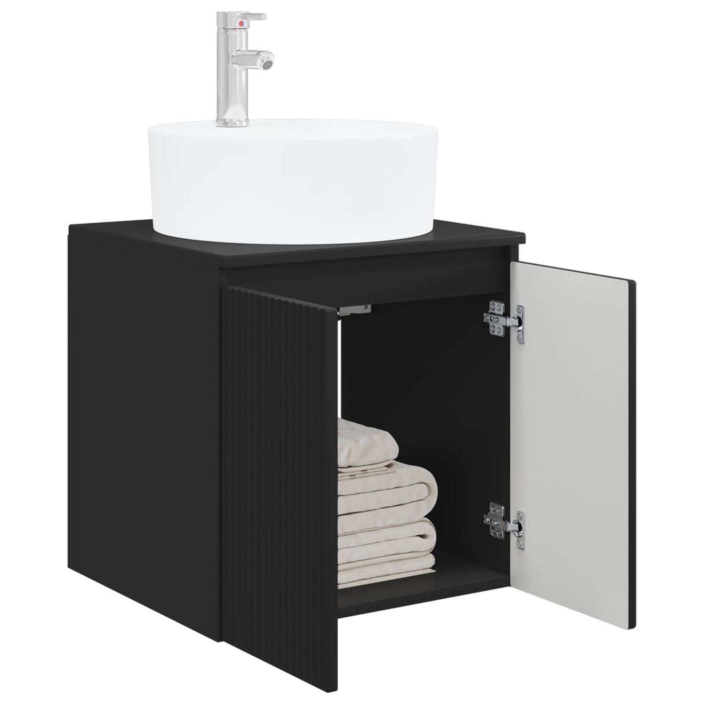 vidaXL Wall-Mounted Sink Vanity Black 49.5 x 44.5 x 65 cm
