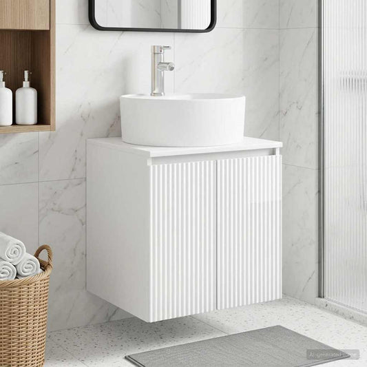 vidaXL Wall-Mounted Sink Vanity High Gloss White 49.5 x 44.5 x 65 cm