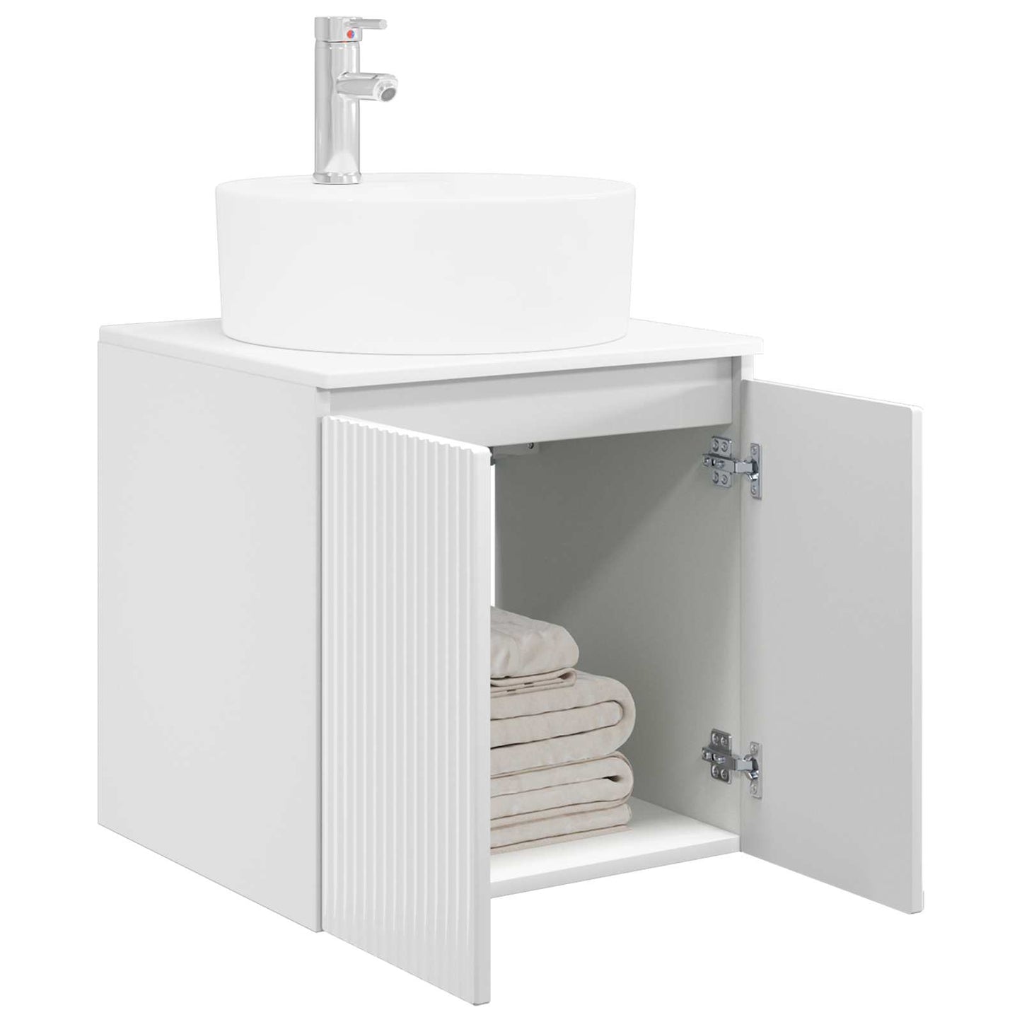 vidaXL Wall-Mounted Sink Vanity High Gloss White 49.5 x 44.5 x 65 cm